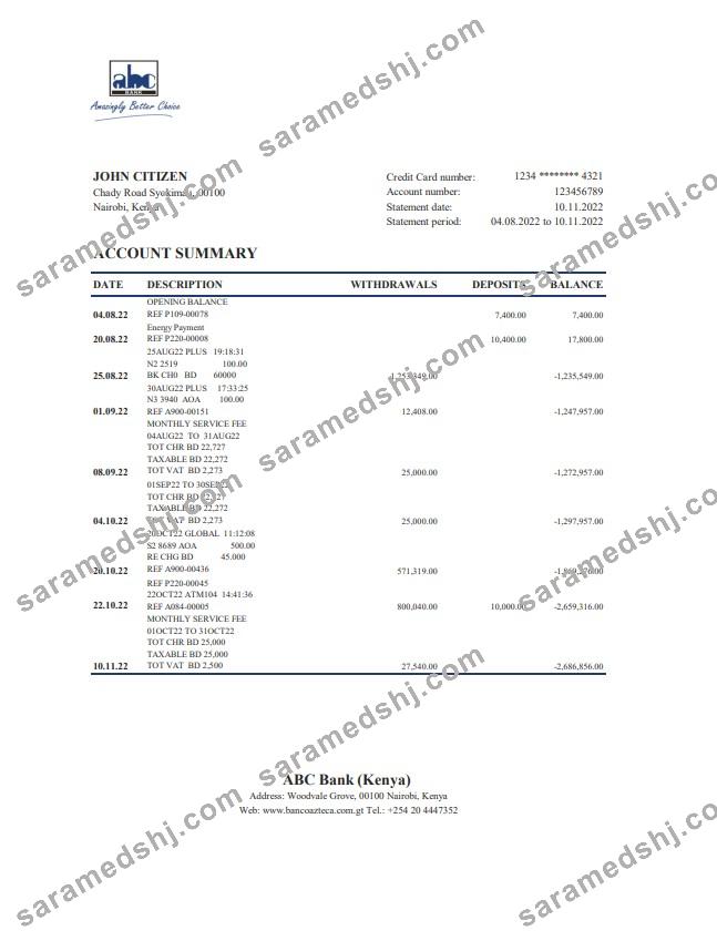 Kenya ABC bank statement xls